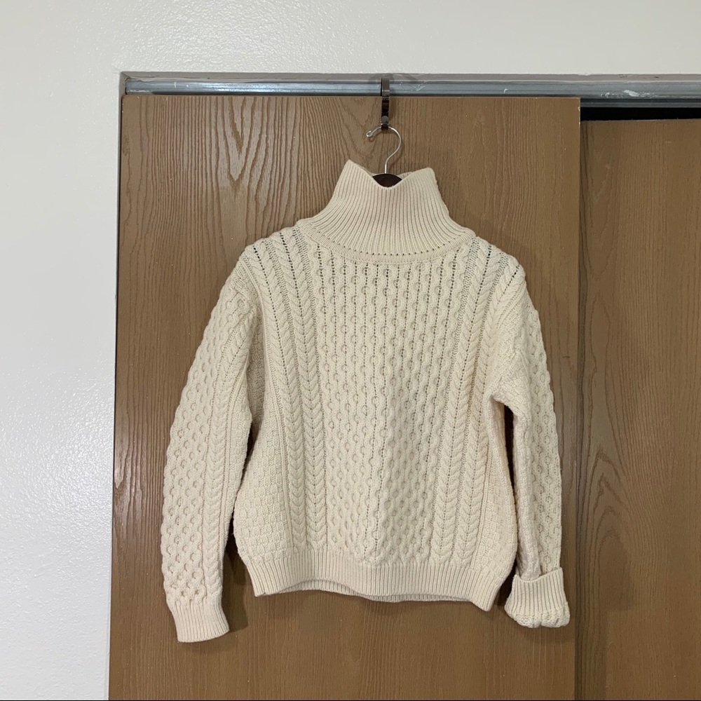 Inis Crafts Merino Turtleneck CableKnit Sweater - Picture 7 of 7